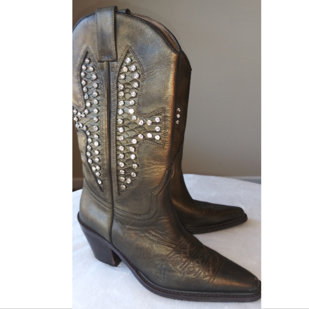 Steve Madden studded metallic western cowboy boots